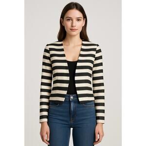 Dolce Vita Anthropologie Women’s Croppe Blazer Jacket Black White Detail Size S